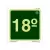 Placa de sinalização fotoluminescente indicando o 18º andar, com fundo verde e números claros.