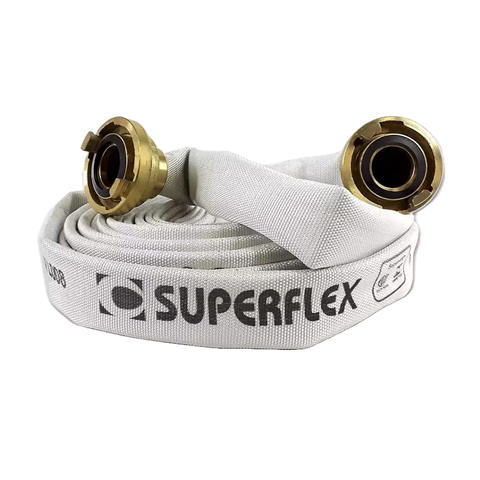 Mangueira de incêndio Tipo 2 Superflex de 15 metros com conexões de metal.