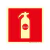 Placa sinalizadora de extintor de incêndio com a indicação de água, fundo vermelho e símbolo de extintor.
