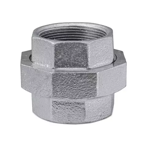 União galvanizada com assento cônico em bronze, ideal para sistemas de combate a incêndio.