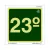 Placa de sinalização fotoluminescente indicando o 23º andar, em fundo verde com números em destaque.