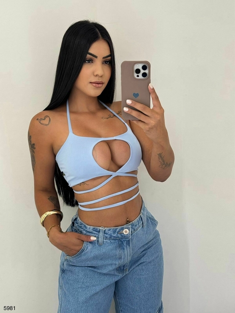 Cropped Cersei Azul Bebê Pimenta Original