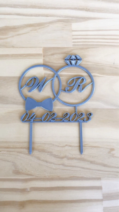 Topper 41 - Boda Iniciales Moño y Diamante