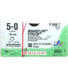 Mononylon Ethilon 5-0 Aguja P-3 3/8 de 13 mm con Hebra de 45 cm Plastica Marca Ethicon P698T Caja con 24 Piezas - comprar en línea