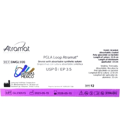 PGLA90 #0 (1-0) EP.3.5 Violeta Longitud 22.8 CM Laparoscópico Aplicado Aluminio Longitud 33 CM CLAVE DMGL100 Sobre con 1 pieza