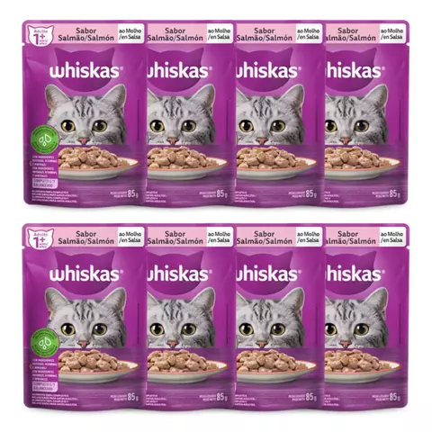 Kit c/ 8 pacotes – Ração Úmida Whiskas Adulto Salmão ao Molho - comprar online