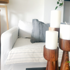 Pillow rayado y gris perla 200x100 - comprar online