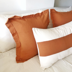 Almohadón tussor combinado canela 70x40 - comprar online