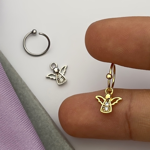 Piercing Argola Torção Pingente Anjinho