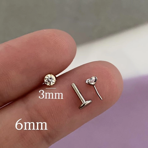 Piercing Titânio Labret Ponto de Luz Push Pin 6x1.2x3mm - comprar online