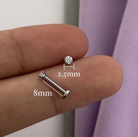 Piercing Labret Ponto de Luz P 8x1.2x2.5mm - comprar online