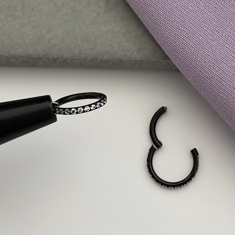 Piercing Titânio Segmentada Zirconia PVD Black 8mm