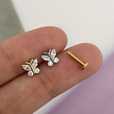 Piercing Titânio Labret Borboleta Barb 8x1.2mm - comprar online
