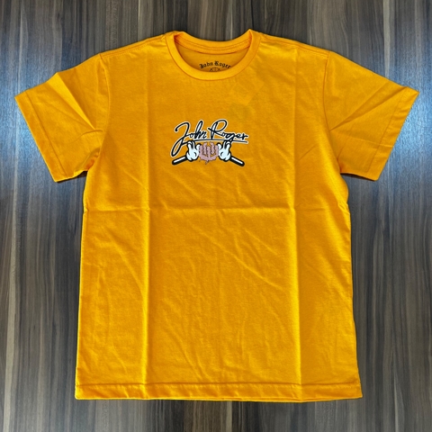 T-SHIRT BABY LOOK JOHN ROGER RUBBERT PLASTIC - AMARELO