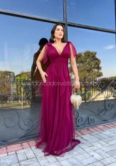 VESTIDO DE FESTA LONGO TULE SAIA CASCATA TENDÊNCIA MALDIVAS - comprar online