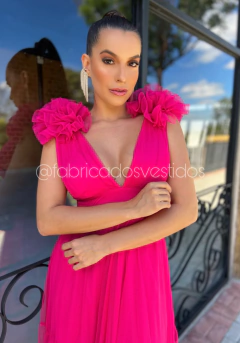 Imagem do VESTIDO DE FESTA TENDÊNCIA FLOR NO OMBRO FRANÇA