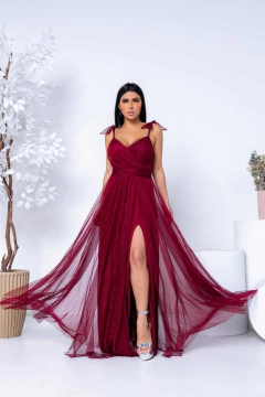 VESTIDO DE FESTA LONGO TULE COM BRILHO ALÇA MALI na internet