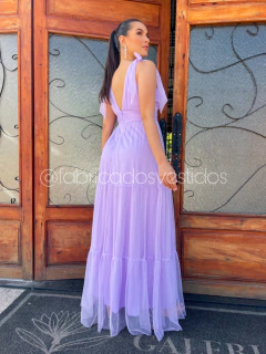 VESTIDO DE FESTA TRÊS MARIAS LAÇO NO OMBRO SEM BRILHO MADRI - Fábrica dos Vestidos
