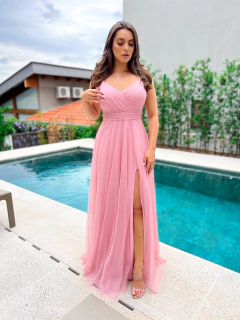 VESTIDO DE FESTA LONGO TULE COM BRILHO ALÇA MALI na internet
