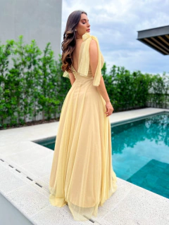 VESTIDO DE FESTA LONGO COM BRILHO TENDÊNCIA DO P AO PLUS SIZE LAÇO NO OMBRO DUBAI - comprar online