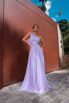 VESTIDO DE FESTA UM OMBRO SÓ TULE COM BRILHO PARIS - Fábrica dos Vestidos