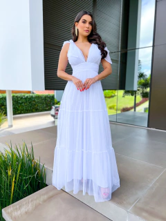 VESTIDO DE FESTA TRÊS MARIAS LAÇO NO OMBRO SEM BRILHO MADRINHAS MADRI - loja online