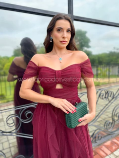Imagem do VESTIDO DE FESTA LONGO TULE COM BRILHO SAIA CASCATA LAÇO CLEVELAND