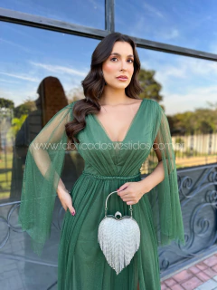 VESTIDO DE FESTA LONGO TULE COM BRILHO CAPA PALESTINA - Fábrica dos Vestidos