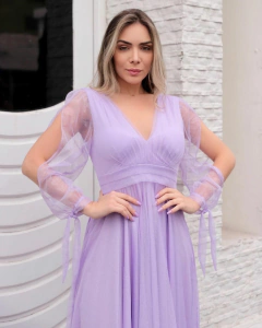 VESTIDO DE FESTA MANGA LONGA TULE COM BRILHO CALIFÓRNIA