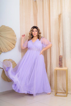 VESTIDO DE FESTA LONGO TENDÊNCIA TULE BRILHOSO PLUS SIZE VENEZA