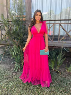 VESTIDO DE FESTA TRÊS MARIAS LAÇO NO OMBRO SEM BRILHO MADRINHAS MADRI - comprar online