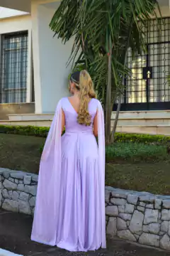 VESTIDO DE FESTA LONGO BRILHOSO LONGO COM CAPAS CHIPRE - comprar online