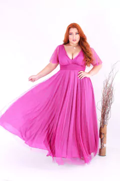 VESTIDO DE FESTA LONGO PLUS SIZE TULE COM BRILHO LIBÉRIA - loja online