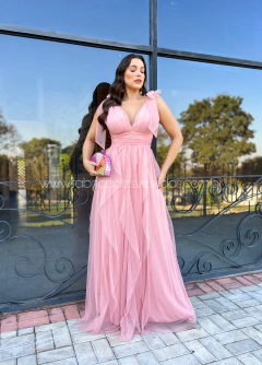 VESTIDO DE FESTA LONGO TULE SAIA CASCATA TENDÊNCIA MALDIVAS - comprar online