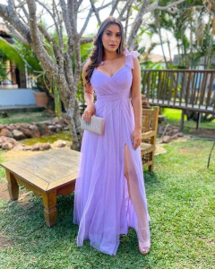 VESTIDO DE FESTA LONGO TULE COM BRILHO ALÇA MALI - Fábrica dos Vestidos