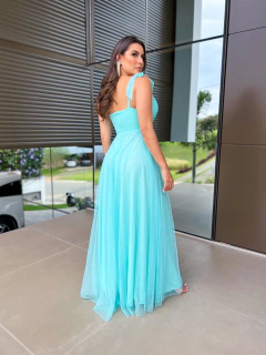 VESTIDO DE FESTA LONGO TULE COM BRILHO ALÇA MALI - comprar online