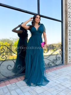VESTIDO DE FESTA LONGO TULE SAIA CASCATA TENDÊNCIA MALDIVAS - comprar online
