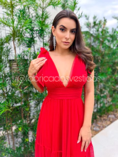 Imagem do VESTIDO DE FESTA TRÊS MARIAS LAÇO NO OMBRO SEM BRILHO MADRI