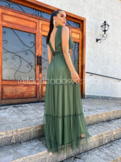 VESTIDO DE FESTA TRÊS MARIAS LAÇO NO OMBRO SEM BRILHO MADRI - Fábrica dos Vestidos