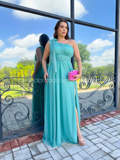 VESTIDO DE FESTA UM OMBRO SÓ TULE COM BRILHO PARIS - Fábrica dos Vestidos