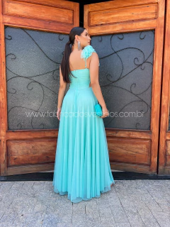 VESTIDO DE FESTA LONGO TENDÊNCIA TULE BRILHOSO FLOR NO OMBRO BRASIL na internet