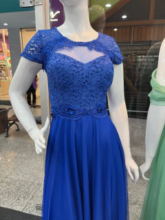 VESTIDO DE FESTA RENDA COM BRILHO SAIA EM TULE SANTIAGO - Fábrica dos Vestidos