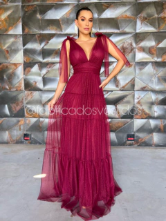 VESTIDO DE FESTA TULE SAIA TRÊS MARIAS BRILHOSO ESTADOS UNIDOS