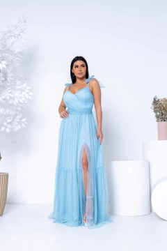 VESTIDO DE FESTA LONGO TULE COM BRILHO ALÇA MALI - comprar online