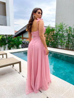 VESTIDO DE FESTA LONGO TULE COM BRILHO ALÇA MALI - loja online