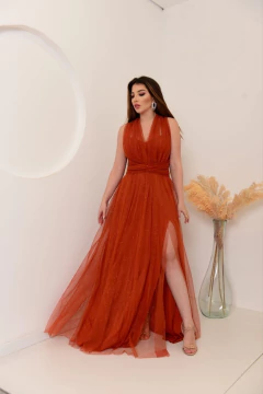 VESTIDO DE FESTA TULE COM BRILHO MULTIFORMAS MARROCOS - Fábrica dos Vestidos