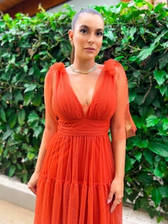VESTIDO DE FESTA LONGO TULE EM CAMADAS MONTENEGRO