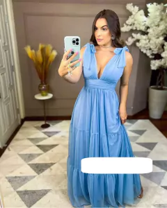 VESTIDO DE FESTA TRÊS MARIAS LAÇO NO OMBRO SEM BRILHO MADRINHAS MADRI - Fábrica dos Vestidos