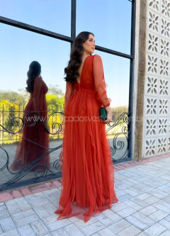 Imagem do VESTIDO DE FESTA LONGO MANGA LONGA TULE SAIA CASCATA ÀSIA