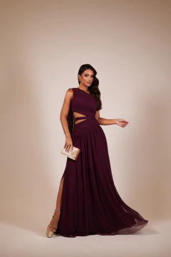 Imagem do VESTIDO DE FESTA LONGO MICROTULE TENDÊNCIA COM FENDA LANÇAMENTO ANÁPOLIS